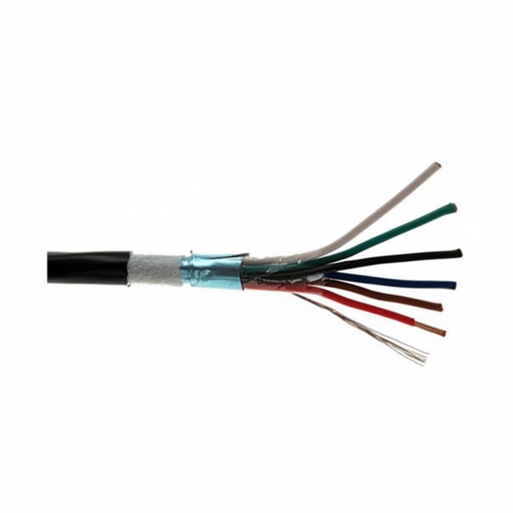 Shielded Direct Burial Multi-Purpose Wire, Black, 18/6 (18AWG 6 Conductor) Stranded, CMX / Outdoor Rated, Spool, 1000'