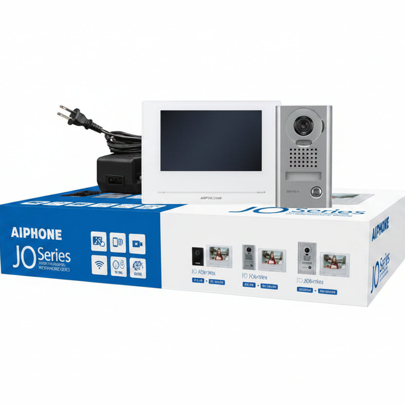 Aiphone JOS-1VW Mobile-Ready Box Set With Surface-Mount Door Station (Includes: JO-DV, JO-1MDW, And PS-1820UL)