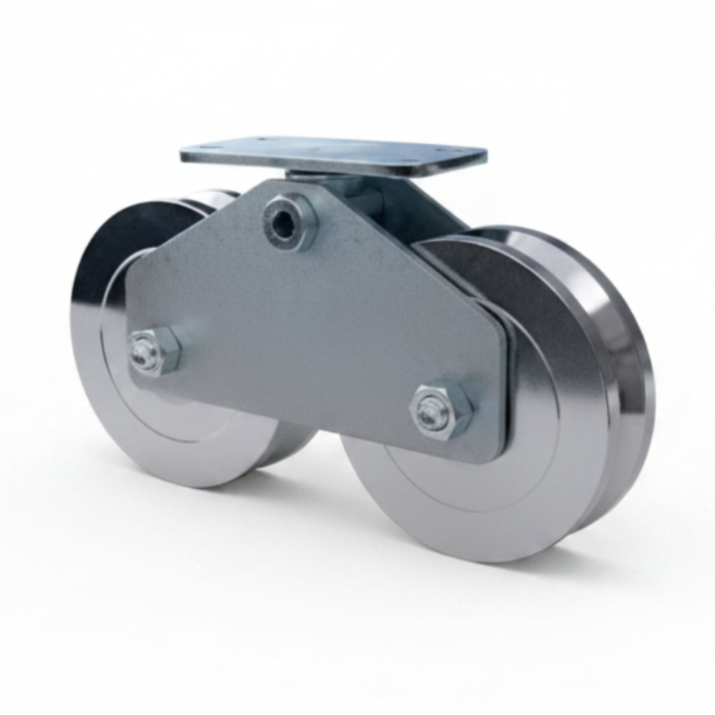 4" Tandem Steel V-Groove Wheel Assembly (3.23)