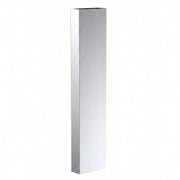 12" Wide Stainless Pedestal Cabinet Style Bollard, Brushed #4 Finish, #304 Stainless, 120" Wall Tube, Flat Top, Mirror Finish Corners