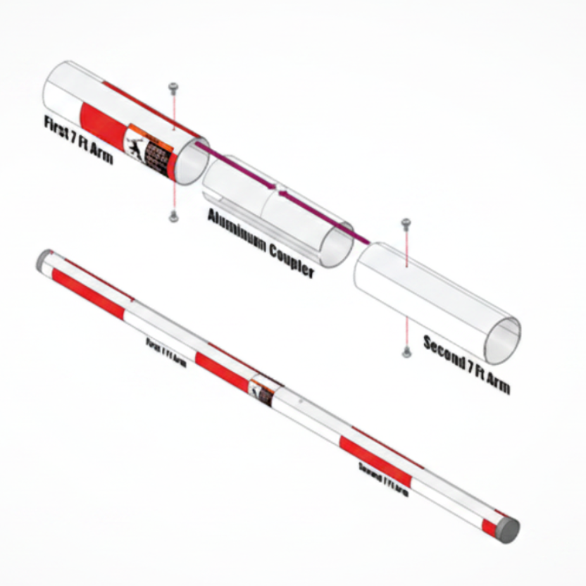 2 Piece 14' Aluminum Arm Assembly Wtih Red/White Reflective Tape(3.23)