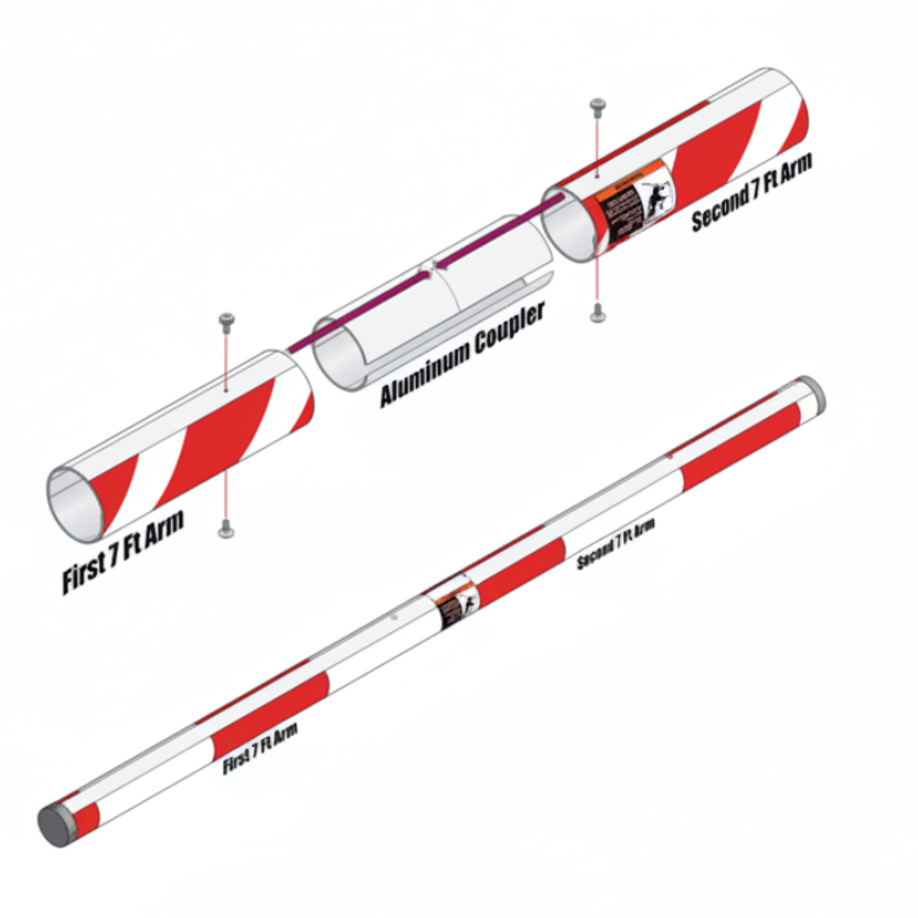14' 2-Piece Round Non-Lighted Aluminum Arm For Breakaway Kit