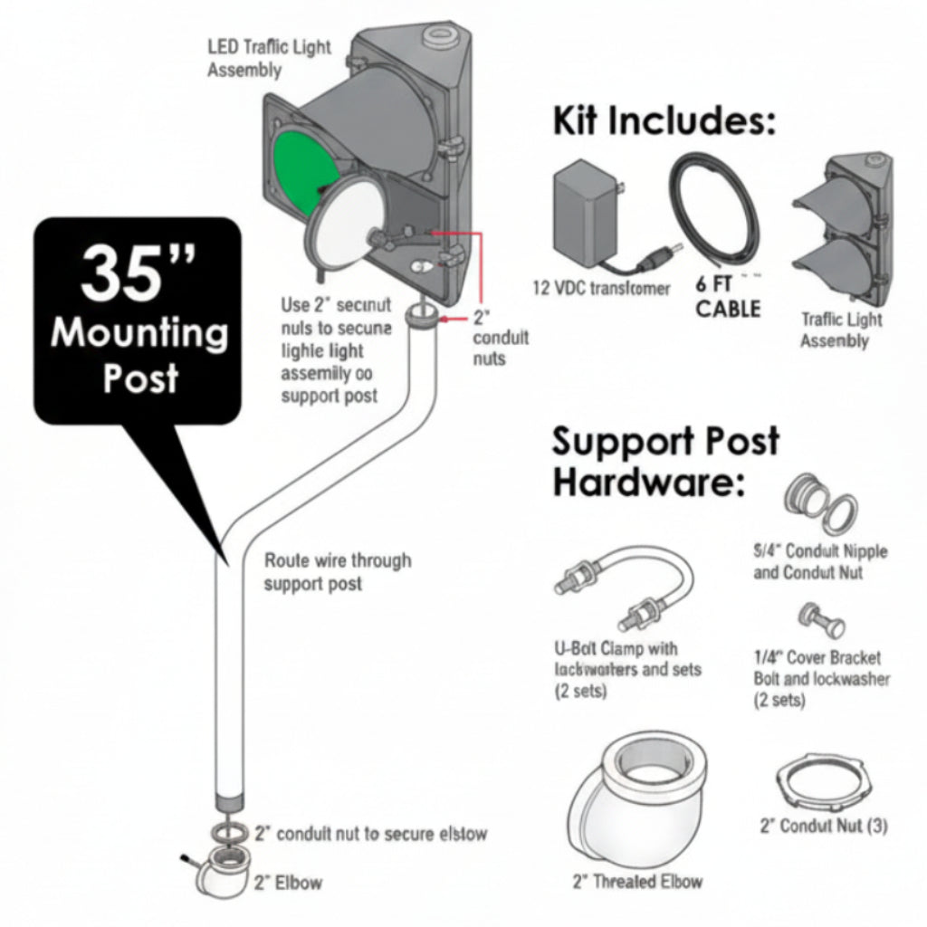 Red / Green Traffic Signal With 35" Mounting Post(3.23)