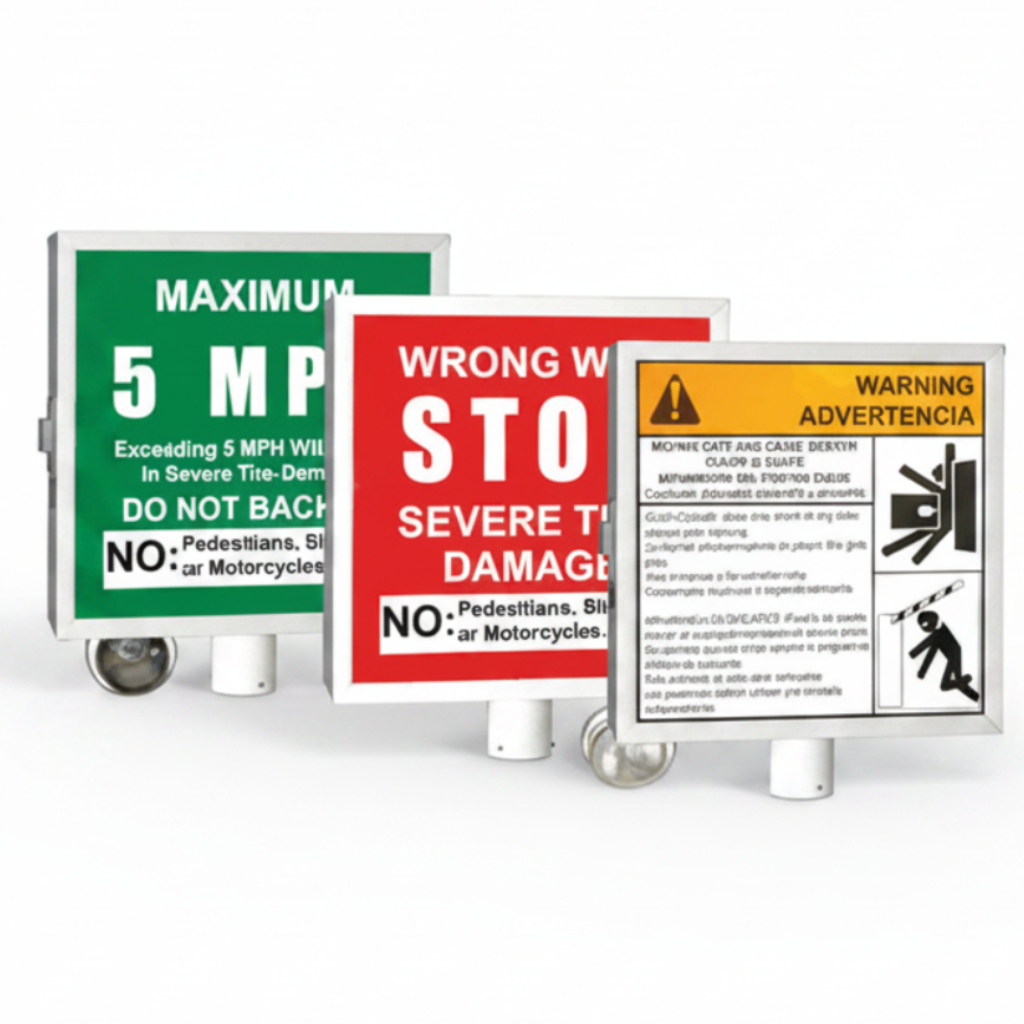 Lighted Warning Sign - For Spring Loaded & Weighted Traffic Spikes. Includes Flood Light (3.23)