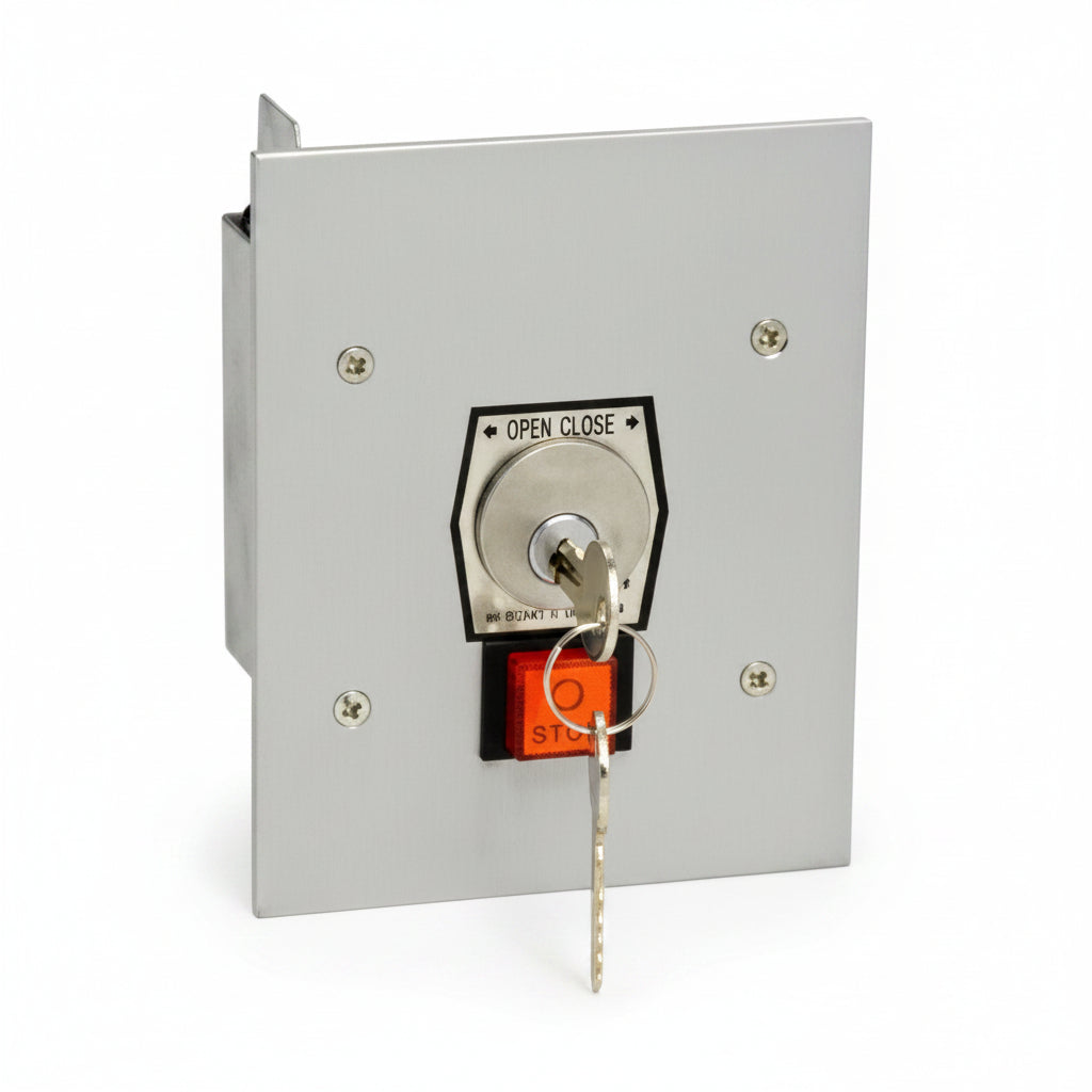 Interior Open-Close Flush Mount Changeable Core Key Switch With Stop Button And Center Return, Tamperproof