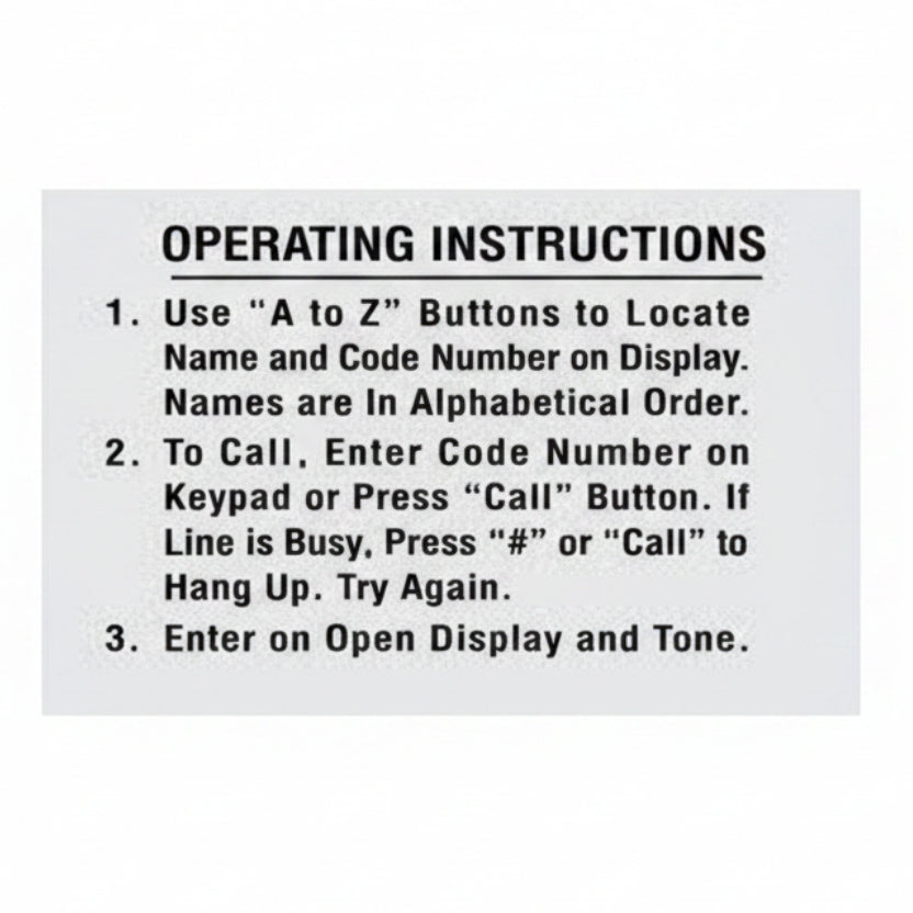 LABEL, 1815 INSTRUCTIONS, CLEAR(For 1830 Units)(3.23)