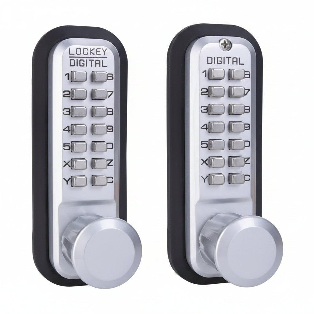 2830 Double Combination Mechanical Keyless Passage Knob Lock (Satin Chrome - Marine Grade)