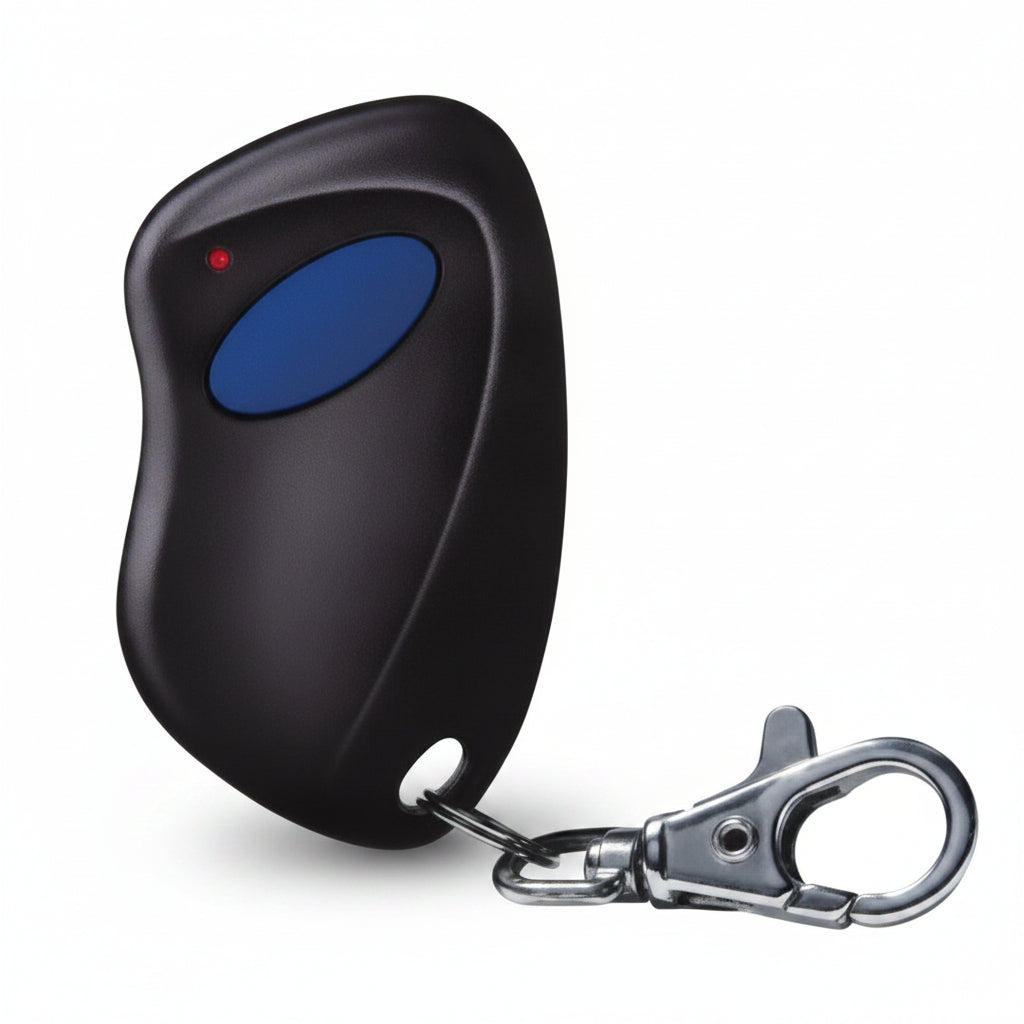 Monarch 318 Mhz 1 Button Keychain Style Remote - Blue Button (Compatible With Linear ACT-31B/21B) Sold In Lots Of 10 (QTY 100 - 799) W/ Special Coding