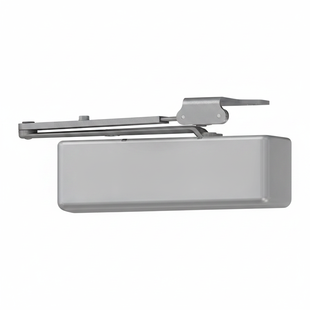 LCN Surface Door Closer, Regular Arm, PA Shoe, Push Or Pull Side Mounting, 120 Degree Swing, Adjustable Size 1-6, Plastic Cover, Special Rust Inhibitor, Aluminum Painted Finish, Non-Handed