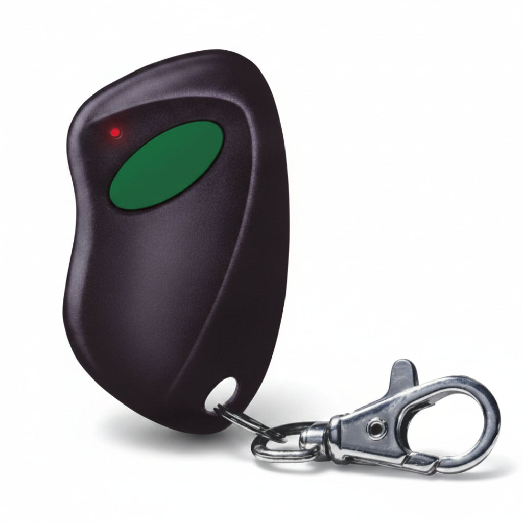 Monarch 418 Mhz 1 Button Keychain Style Remote - Green Button - Sold In Lots Of 10 - W/ Special Coding