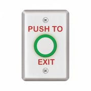 SDC Vandal Resistant Stainless Steel Exit Switch, Single Gang, Integrated 1-30 Second Timer, 12/24VDC, NO/NC 2A Contact, "PUSH TO EXIT"