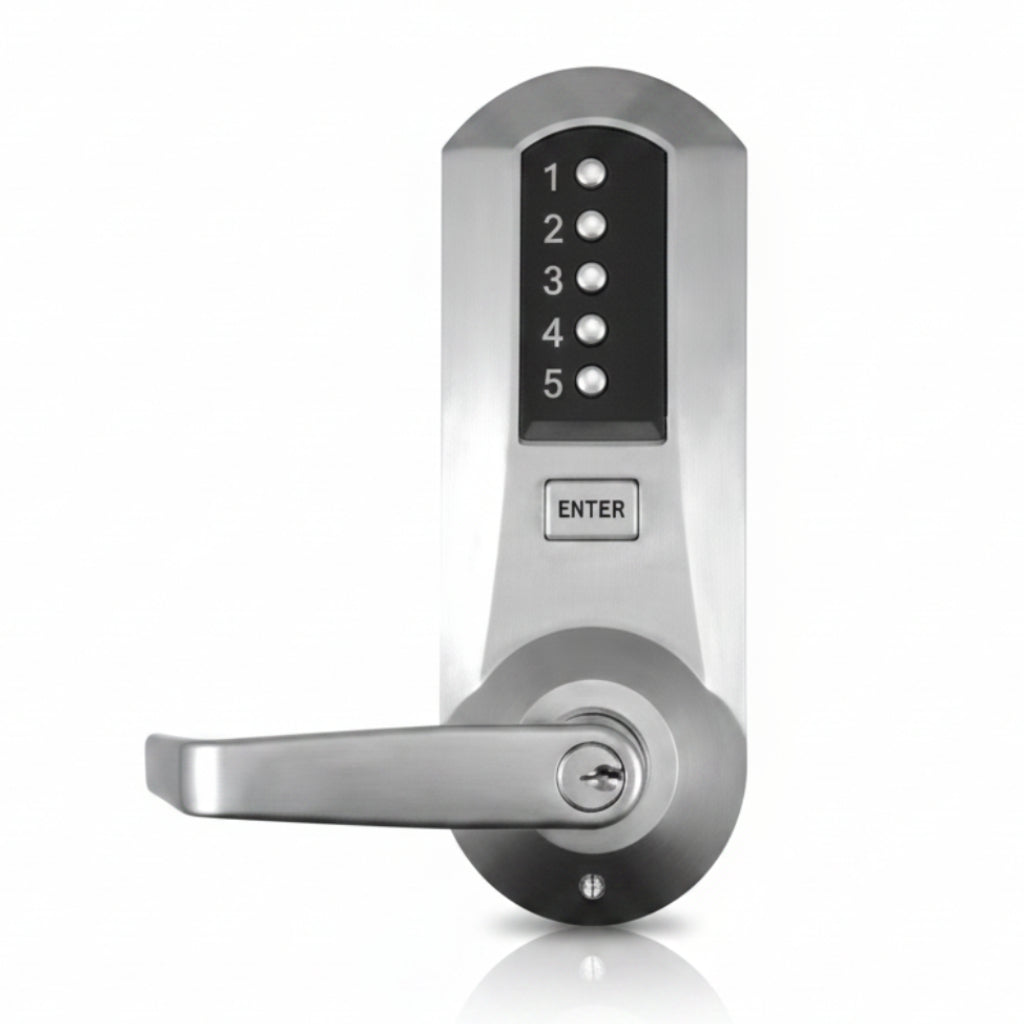 DormaKaba Cylindrical Combination Lever Lock, 2-3/4" Backset, 1/2" Throw Latch, KIL, Schlage C Keyway, Satin Chrome