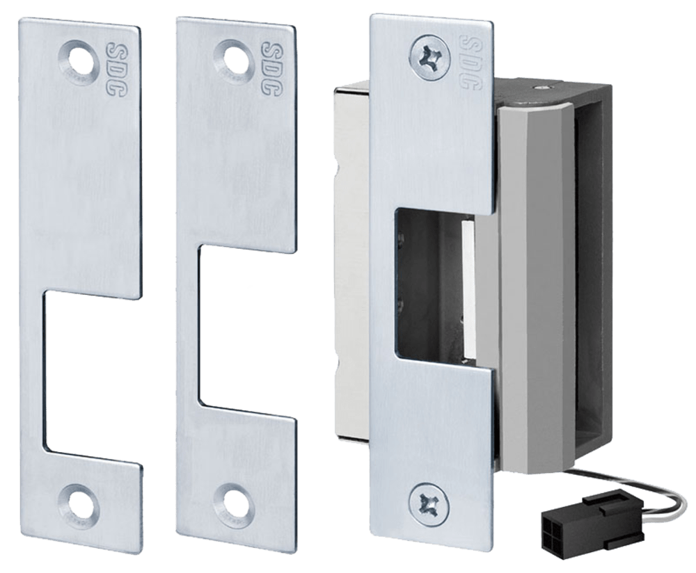 Uniflex Grade 1 Heavy Duty Electric Strike, 12/24VDC, Field Reversible Failsafe/Failsecure, Strike Body and Three Faceplates, for Use with Multiple Applications, Satin Stainless Steel