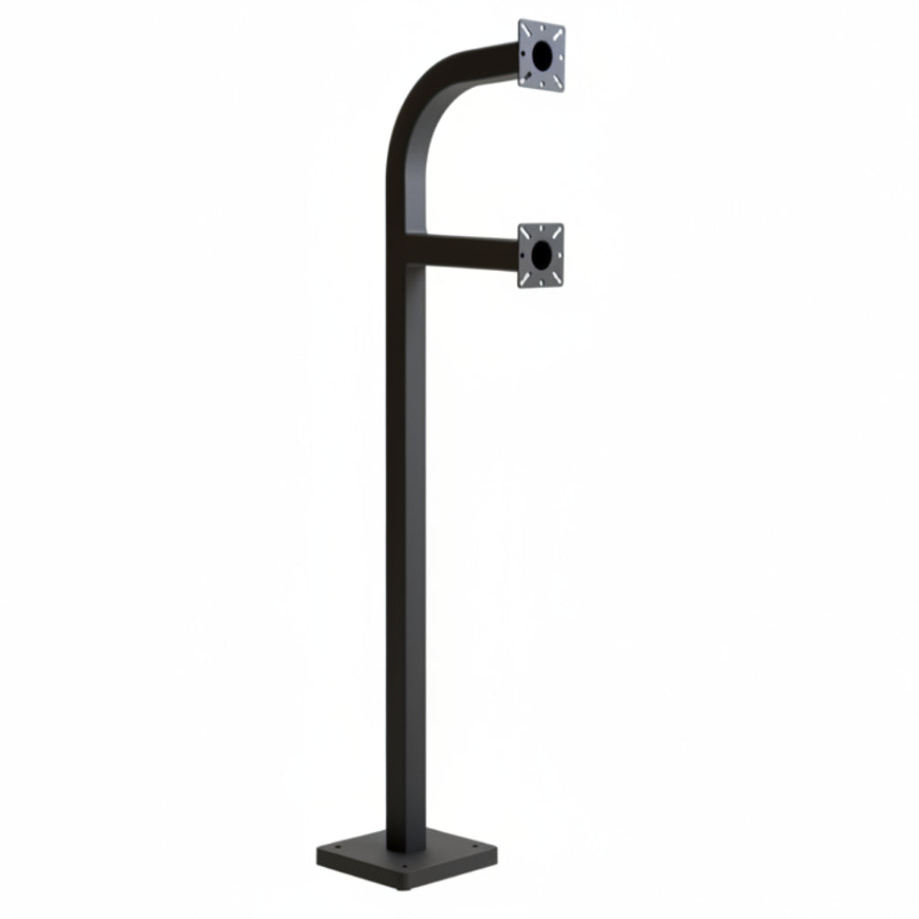 58" Dual Height Pad Mount Single Channel Pedestal, 42" And 58" Mounting Surface, Black Steel