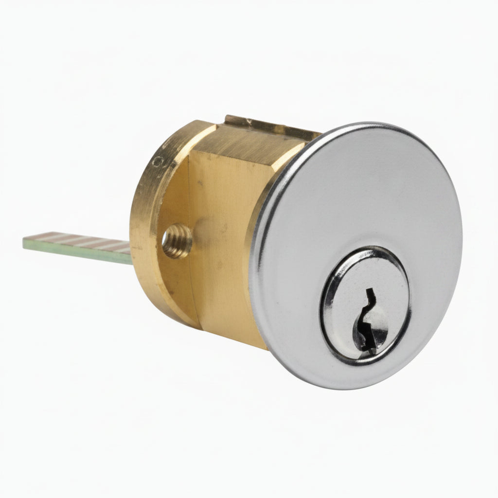Kaba Rim Cylinder With Screw Cap, 5-Pin, Schlage C Keyway, Keyed Different, Satin Chrome