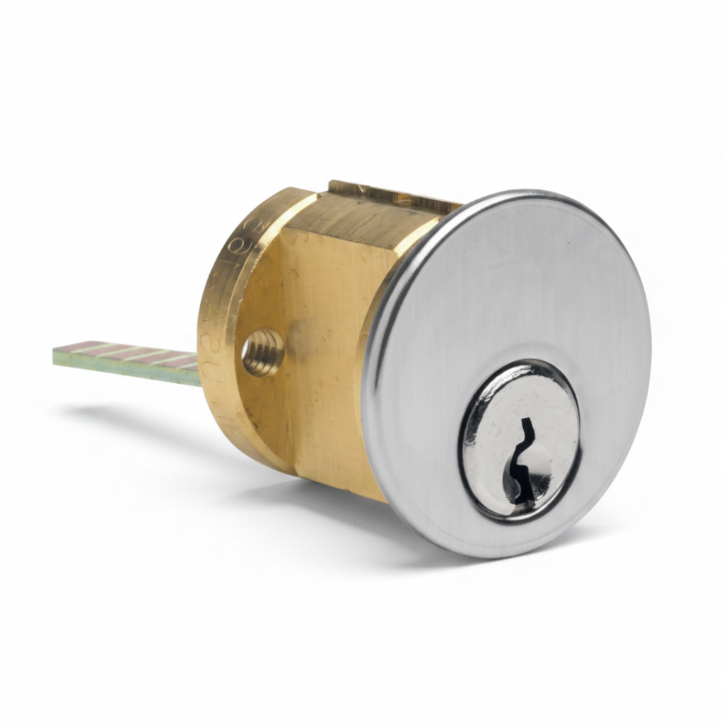 Kaba Rim Cylinder with Screw Cap, 5-Pin, Schlage C Keyway, Keyed Alike 42642, Satin Chrome
