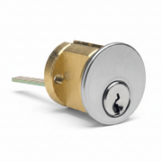Kaba Rim Cylinder with Screw Cap, 5-Pin, Schlage C Keyway, Keyed Alike 42642, Satin Chrome