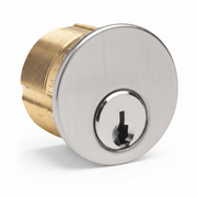 Kaba 1-1/8" Mortise Cylinder, 5-Pin, Drilled 6, Schlage C Keyway, Adams Rite (863A) Cam, Keyed Different, Satin Chrome