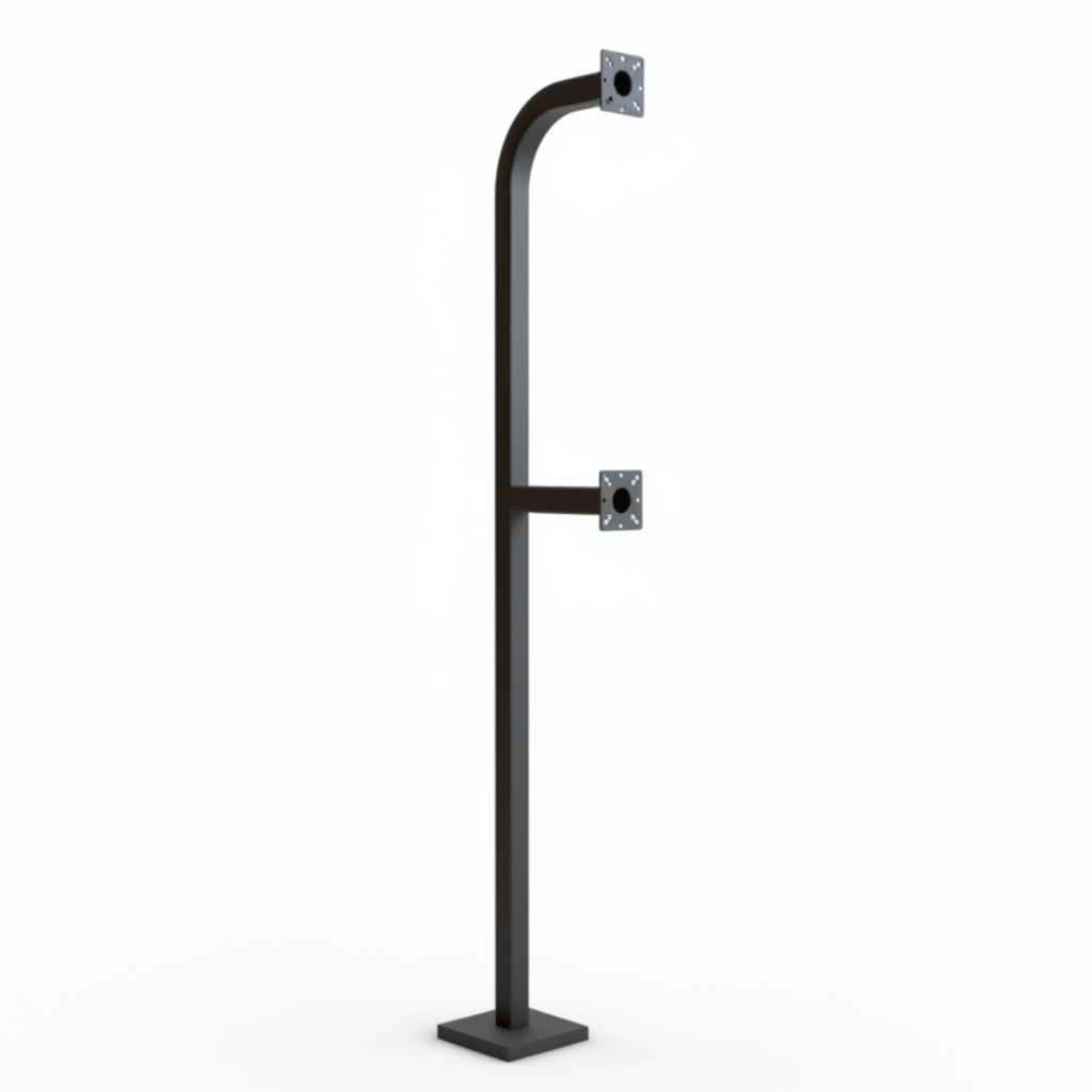 72" Dual Height Pad Mount Gooseneck Stand With 2" Square Tubing - Black