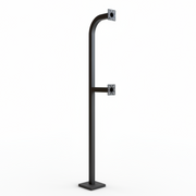 72" Dual Height Pad Mount Gooseneck Stand With 2" Square Tubing - Black