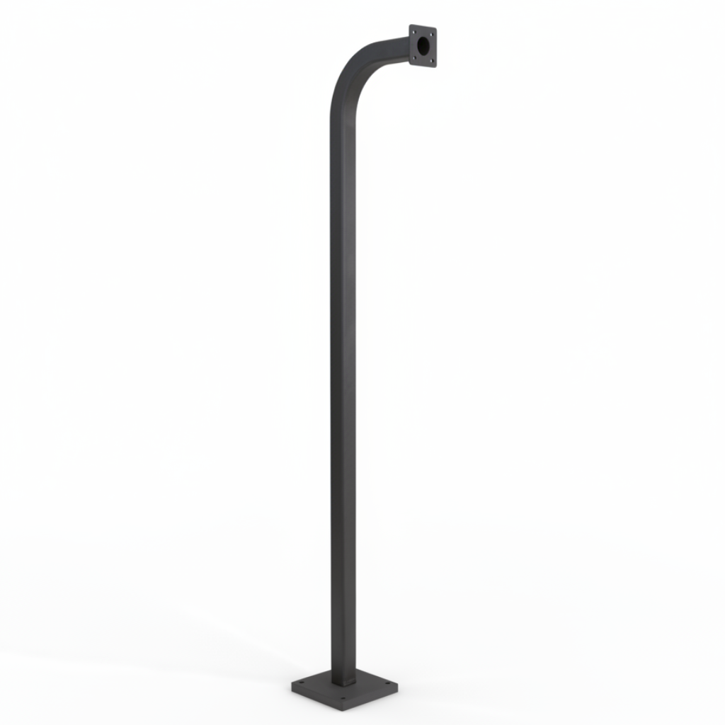 72" Pad Mount, Single Height, Steel Gooseneck, Black (12.21)