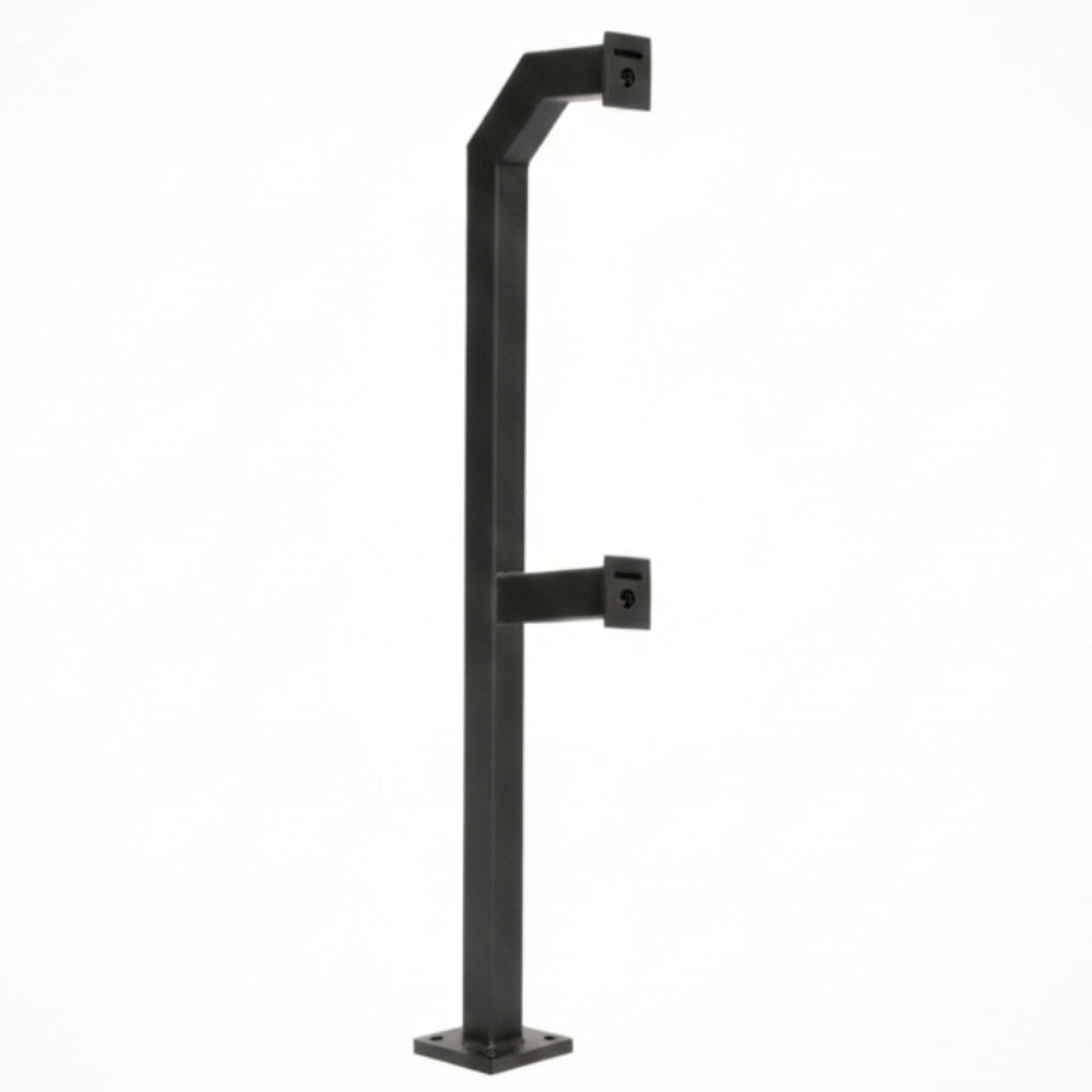 72" Dual Height Pad Mount Gooseneck Stand With 3" Square Tubing - Black