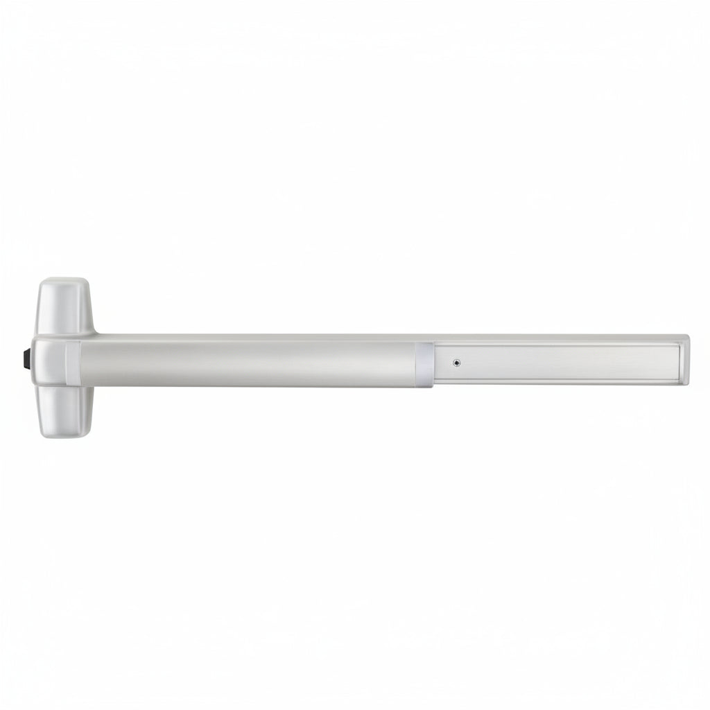 Von Duprin Rim Exit Device, Wide Stile Pushpad, 36" Device, Exit Only, Less Trim, Hex Key Dogging, Satin Chrome Finish, Non-Handed
