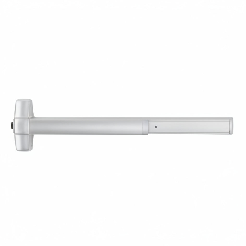 Von Duprin Rim Exit Bar, Wide Stile Pushpad, 36" Device, Exit Only, Less Trim, Hex Key Dogging, Satin Aluminum Clear Anodized Finish, Non-Handed