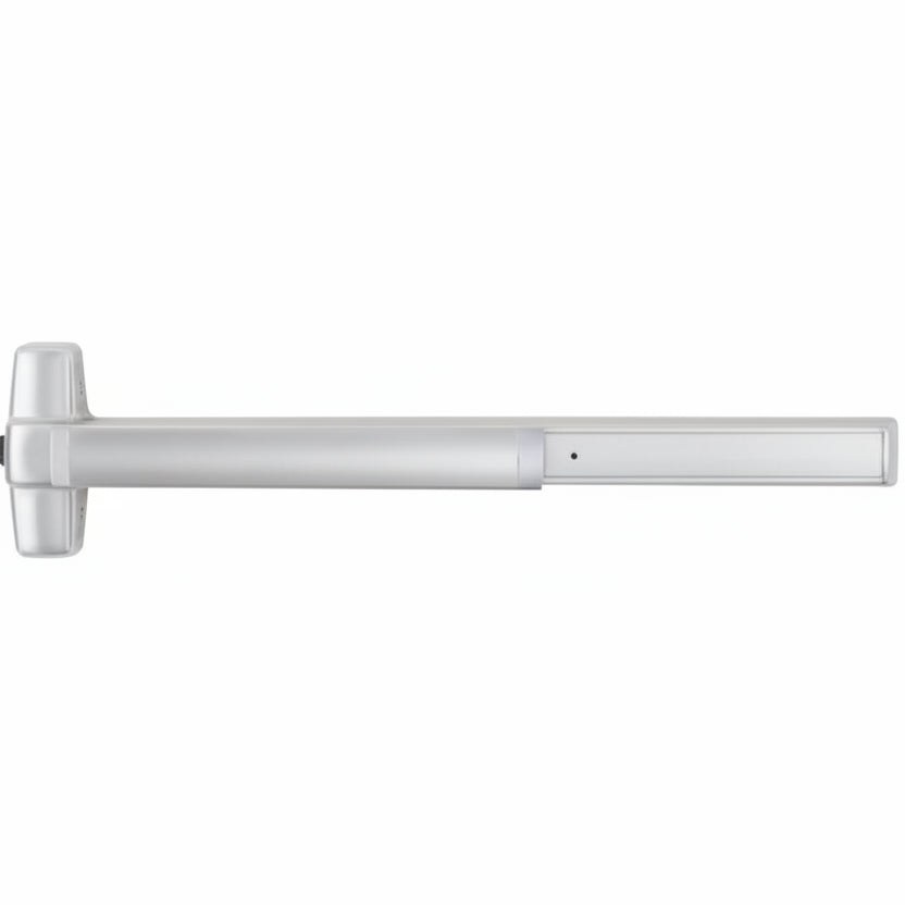 Von Duprin Rim Exit Bar, Wide Stile Pushpad, 48" Device, Exit Only, Less Trim, Hex Key Dogging, Satin Chrome Finish, Non-Handed