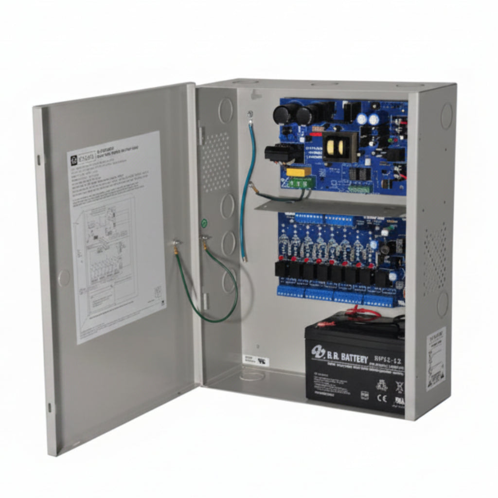 Altronix Power Supply/Access Power Controller, Input 115VAC 60Hz @ 2.6A, 8 PTC Outputs, 12VDC @ 10A, Grey Enclosure