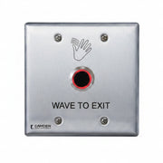 Camden ValueWave CM-221 Series Touchless Actuator, 2" to 8" Range, Double Gang Hand Icon/'Wave to Exit' Text Faceplate, Includes (1) Bi-Color Light Ring, Stainless Steel Finish