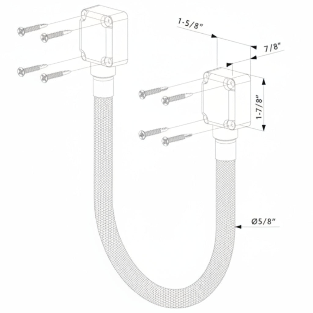 Reinforced, Braided Stainless Steel Guiding Cable (25-9/16" Long) W/ Aluminum Junction Boxes - Black