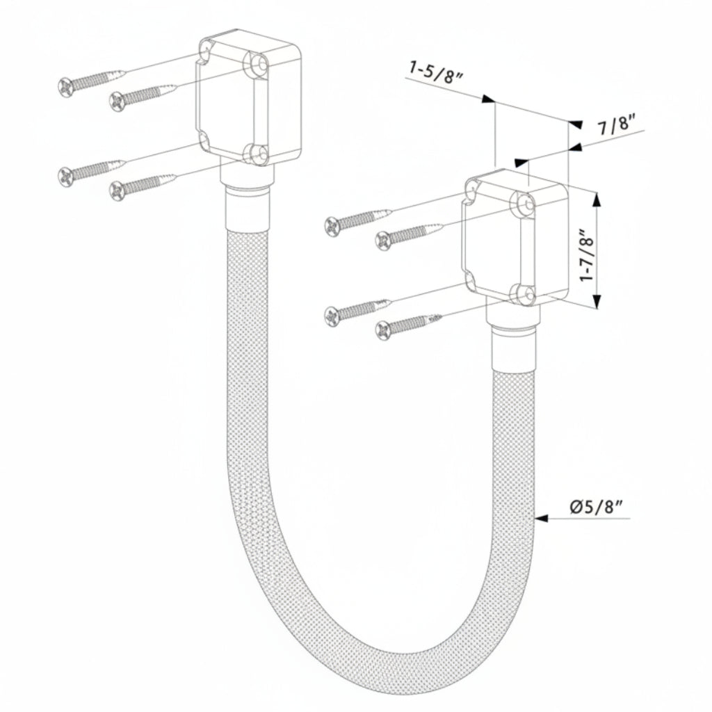 Reinforced, Braided Stainless Steel Guiding Cable (25-9/16" Long) W/ Aluminum Juntion Boxes - Silver