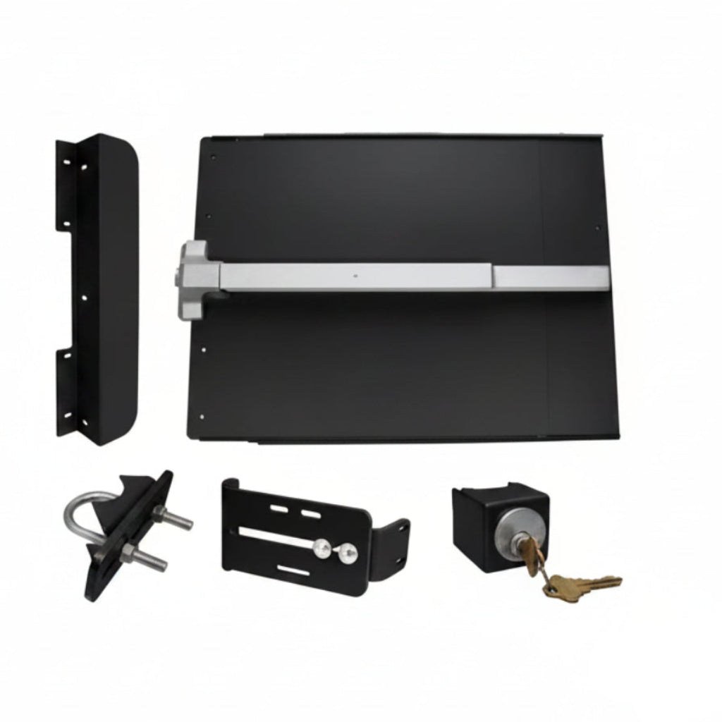 ED51B Edge Panic Shield Safety Kit (Includes: Panic Shield, PB 1100 Panic Bar, ED-SB Strike Bracket, ED-GB5 Key Box, Key Cylinder, Latch Protector, Jamb Stop) - Black