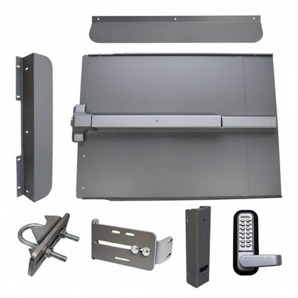 PS- Edge 11-Security Kit 24" Silver ..= 1- Edge-11 Shield / 1-Pb-1100-Al / 1-..Ps-Sb Strike Bracket / 1- Ed-200../1-285P-Sc / 1 Jamb Stop / 1 Ps-Lp/ Max (6.22)