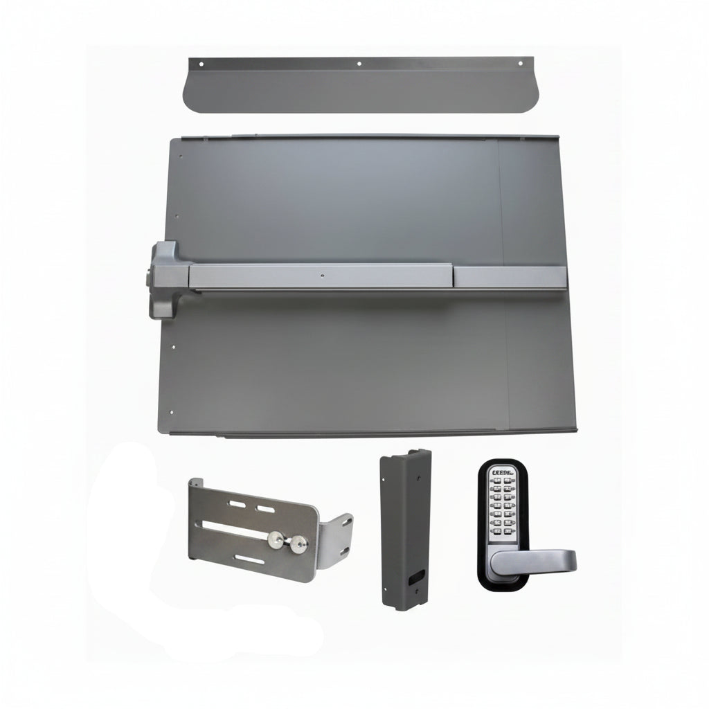 Ps- Edge 11-Security Kit 24" Silver ..= 1- Edge-11 Shield / 1-Pb-1142-Ss / 1-..Ps-Sb Strike Bracket / 1- Ed-200../1-285P-Sc / 1 Jamb Stop / 1 Ps-Lp/ Max (6.22)