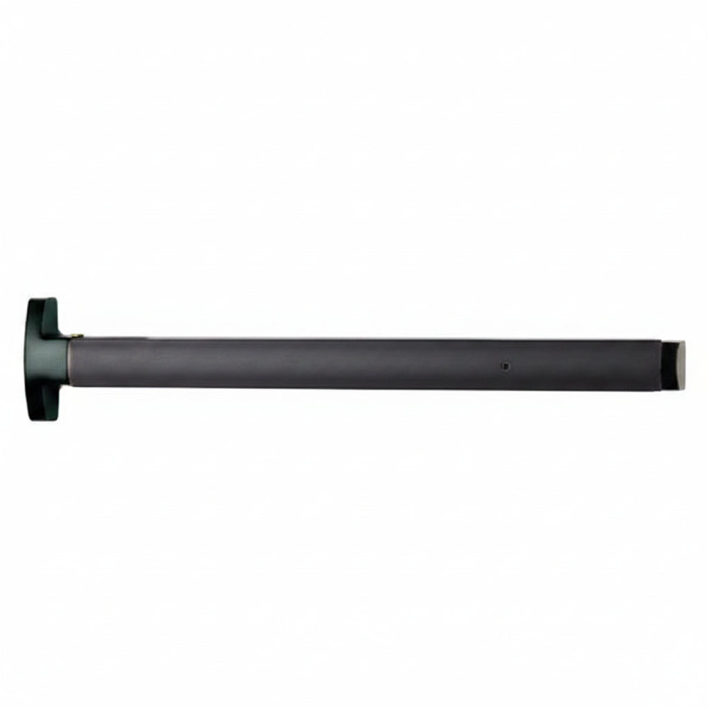 First Choice 3690 Concealed Vertical Rod Exit, 36" Device, Narrow Stile Application, Non-Handed, Prepped For Exterior Key Cylinder, No Cylinder, Impact Rated, Black Anodized Aluminum