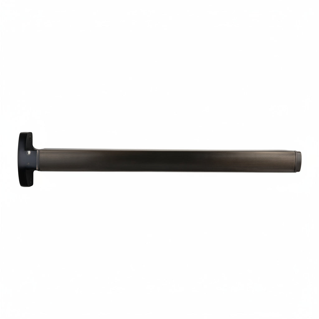 First Choice 3690 Concealed Vertical Rod Exit, 42" Device, Narrow Stile Application, Non-Handed, Prepped For Exterior Key Cylinder, No Cylinder, Impact Rated, Black Anodized Aluminum