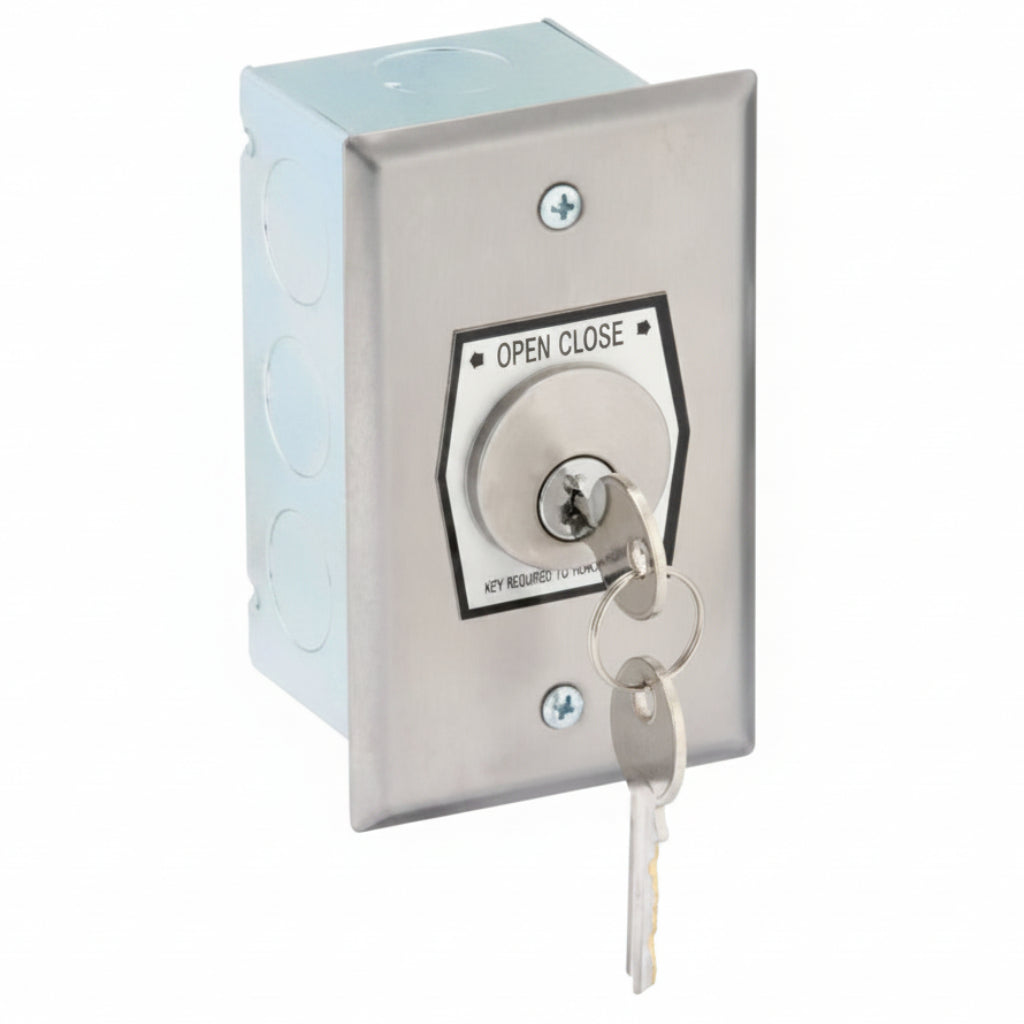Interior Open-Close Flush Mount Key Switch With Center Return