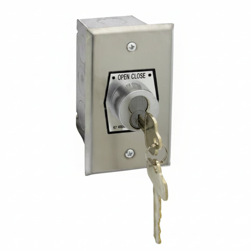 Exterior OPEN-CLOSE Flush Mount Key Switch With Center Return