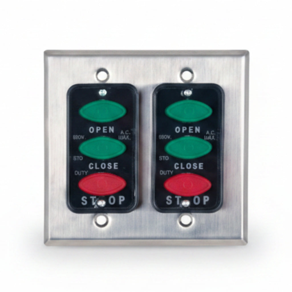 Double Gang, 3-Button Surface Mounted Open-Close-Stop Control (NEMA 1)