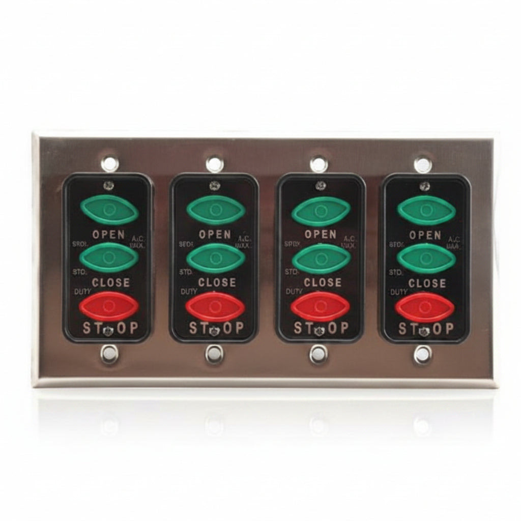 Four Gang, 3-Button Surface Mounted Open-Close-Stop Control (NEMA 1)