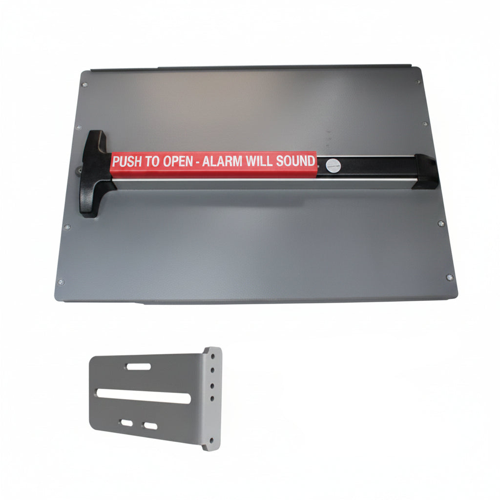 24" Panic Shield With 36" Weatherized Detex Alarm Bar - Black