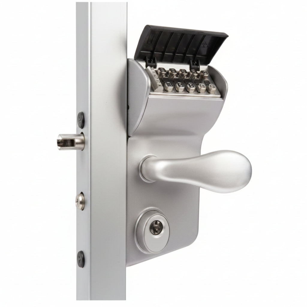 VINCI Double Sided Mechanical Lock For 1.5" - 2.5" Square Gate Frames, Keyed Dead Bolt - Silver