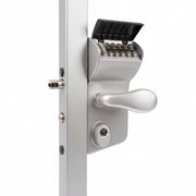 VINCI - Surface Mounted Mechanical Code Lock For Square 3/8" To 1-1/4" Profiles In Silver With 3006C - Aluminum Handle Pair & Cylinder: VSZ - Keyed Different