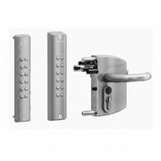VOLTA - Surface Mounted Lock With External Battery Powered Keypad For Square 1-1/2" To 2-1/2" Profiles - Silver (Includes: Lockbox, Keypad - Double Sided & Handles, 3006D Aluminum Handle Pair, Cylinder: VCA (Keyed Differ)