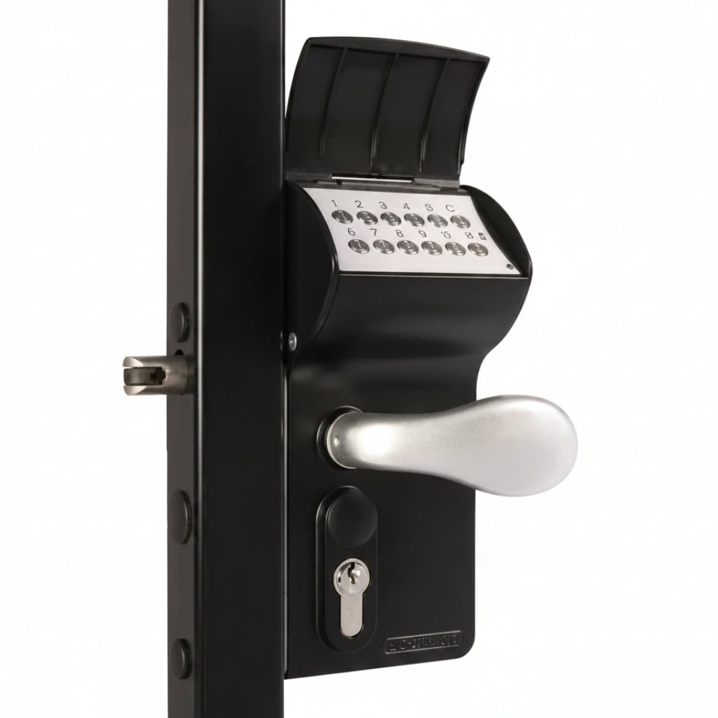 VALENTINO Surface Mount Battery Powered Gate Lock - Black (Keypad In / Keypad Out)