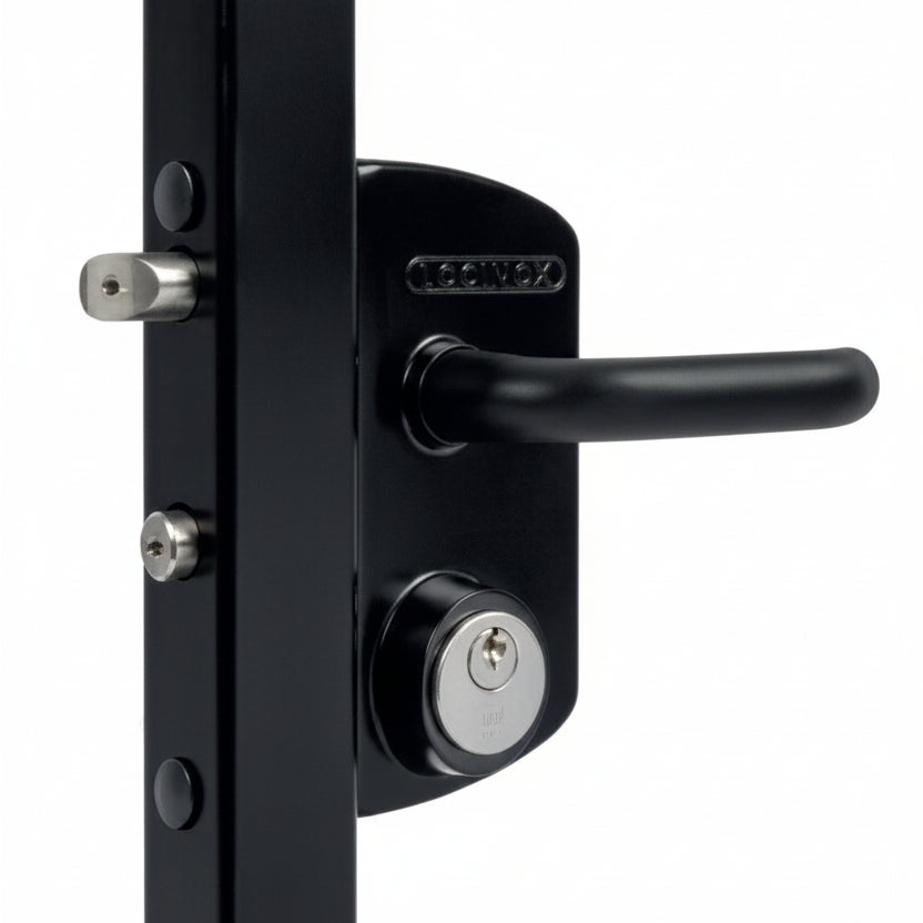 LUKY Surface Mounted US Mortise Cylinder Gate Lock For Square 1-1/2" To 2" Profiles - Black