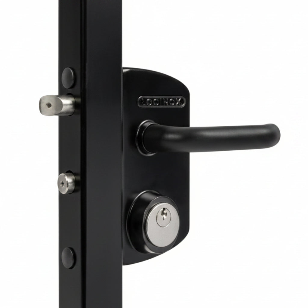 LUKY Surface Mounted US Mortise Cylinder Gate Lock For Square 2" To 2-3/8" Profiles With 3006B - Black Anodized Aluminum & VMZ (P00015214-9005)