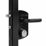 LUKY Surface Mounted US Mortise Cylinder Gate Lock For Square 2" To 2-3/8" Profiles With 3006B - Black Anodized Aluminum & VMZ (P00015214-9005)